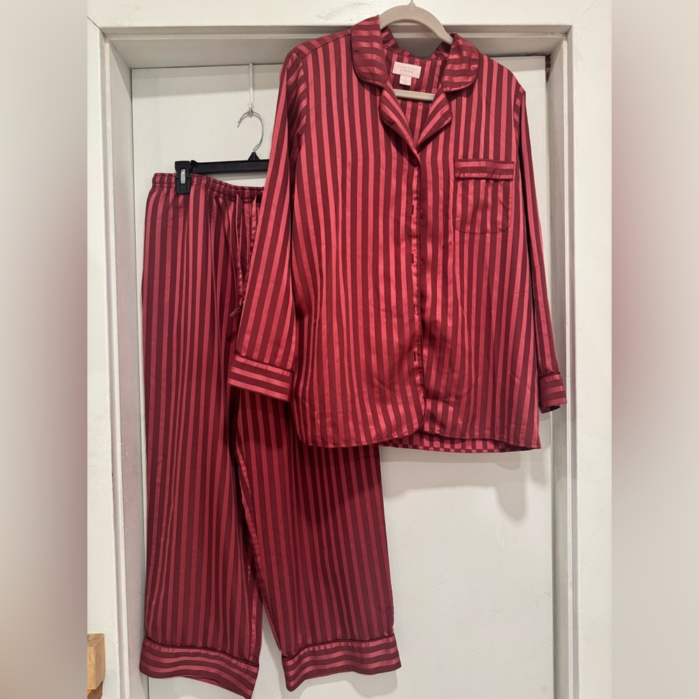 Cabernet by Sleep Sense Red and Burgundy Large Striped Pajama pant Set
